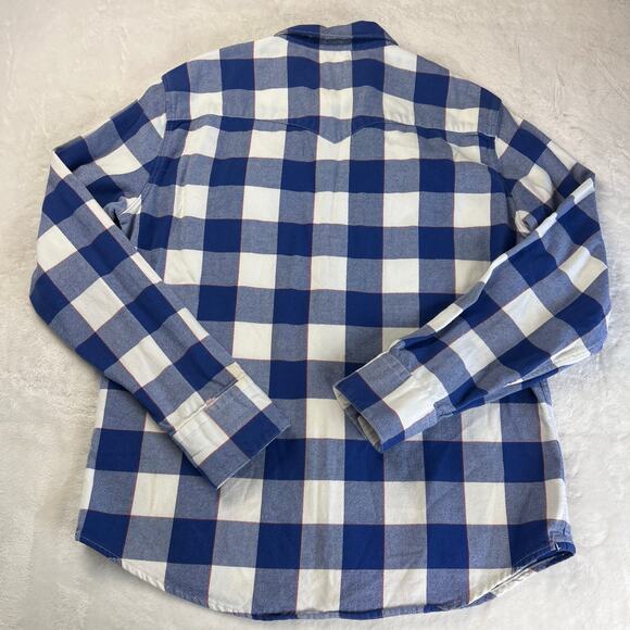 Levi’s NY Giants Plaid Button Down Flannel Shirt size medium NFL blue white - Picture 2 of 9